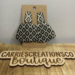 Handmade Black & Gold Geometric Dangle Earrings - Statement Piece!